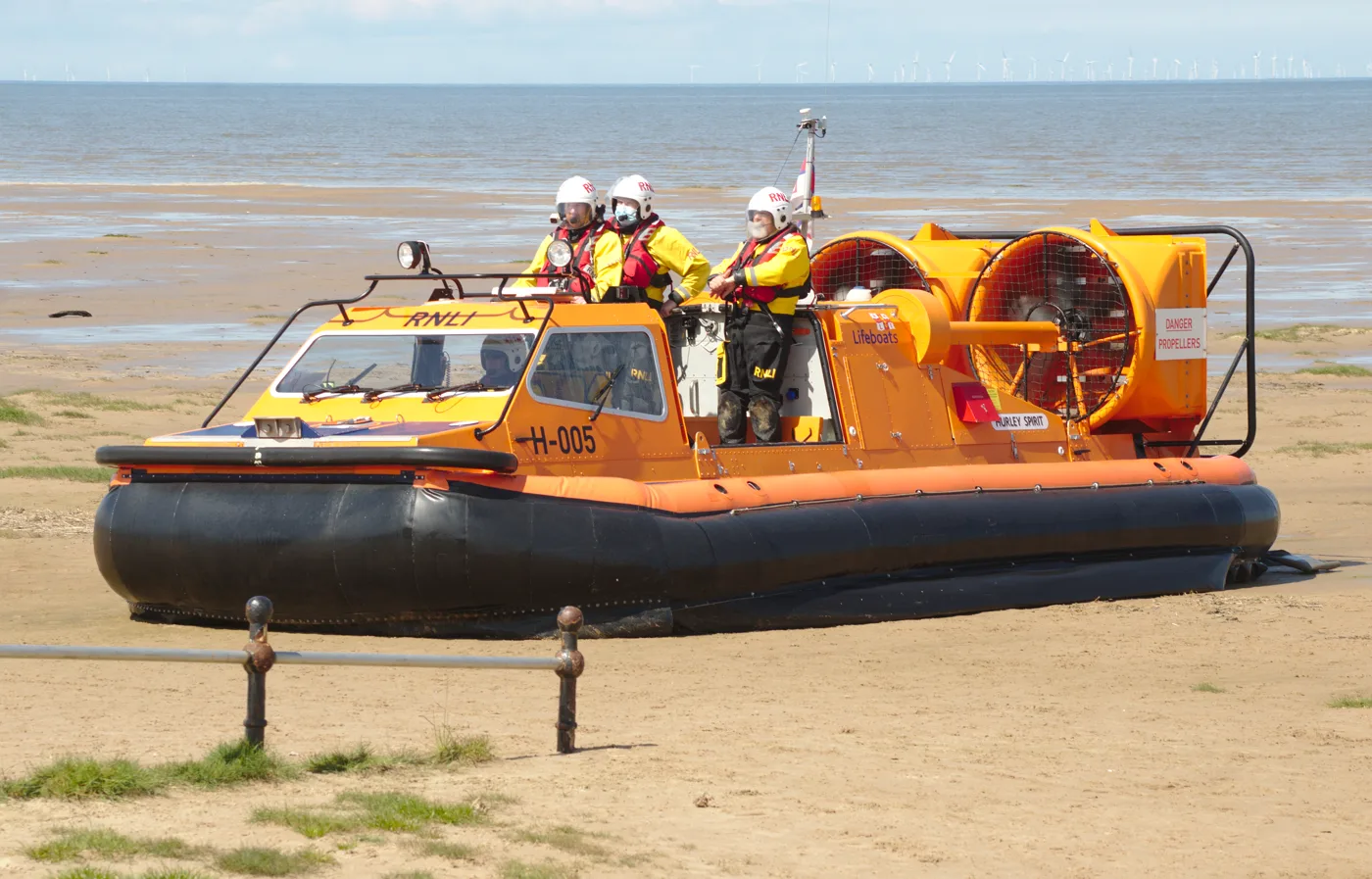 The RNLI hovercraft on Hoylake beach. The RNLI will need specific permission to drive its vehicles over the new village green