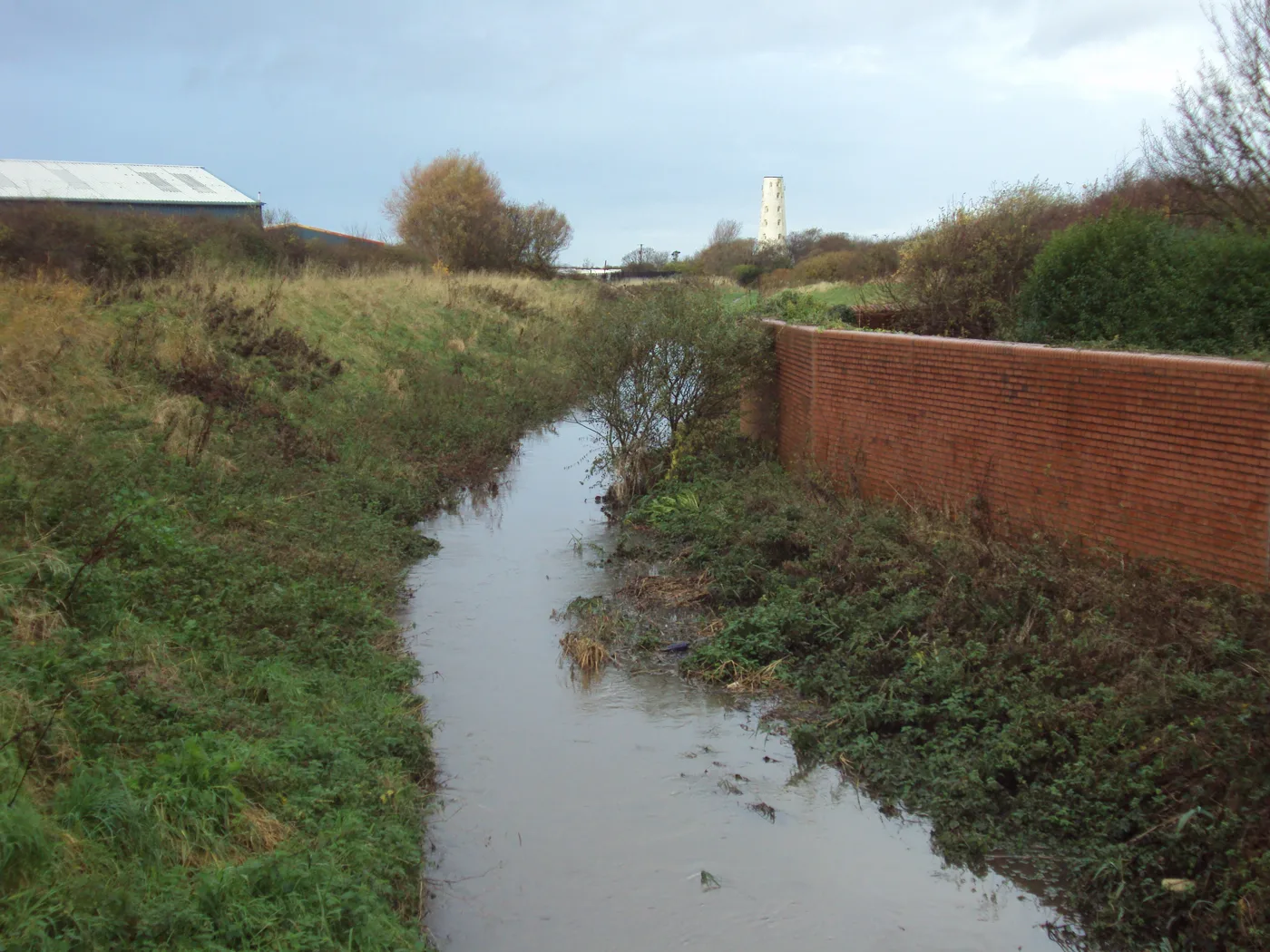 The River Birket at Pasture Road, Leasowe. Straightened channels like this are what the Hoylake Carrs scheme is designed to undo further upstream