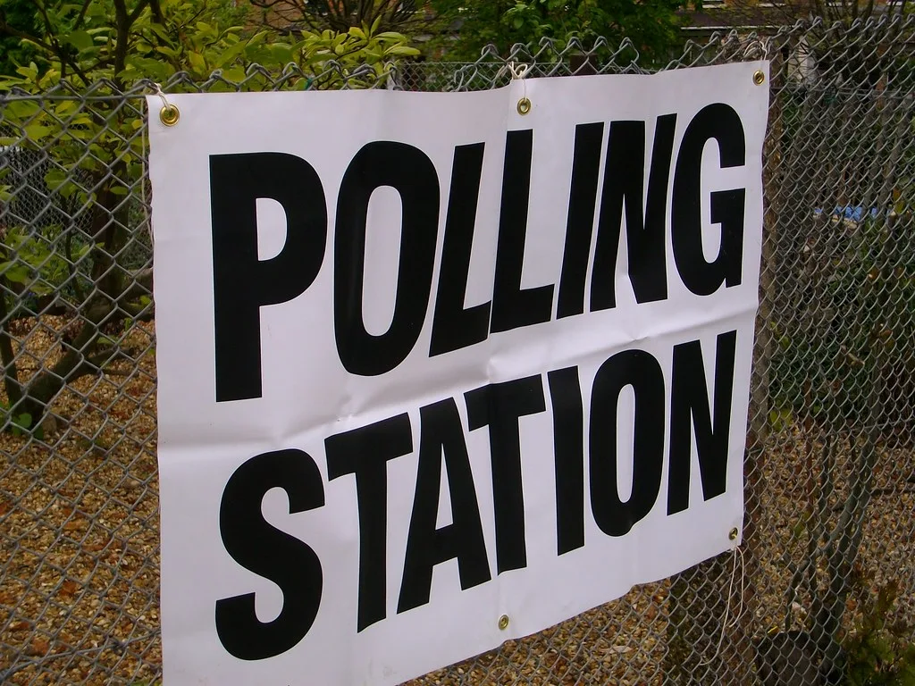 A polling station sign at a UK election. Wirral is consulting on which buildings will serve as its polling places from May 2027