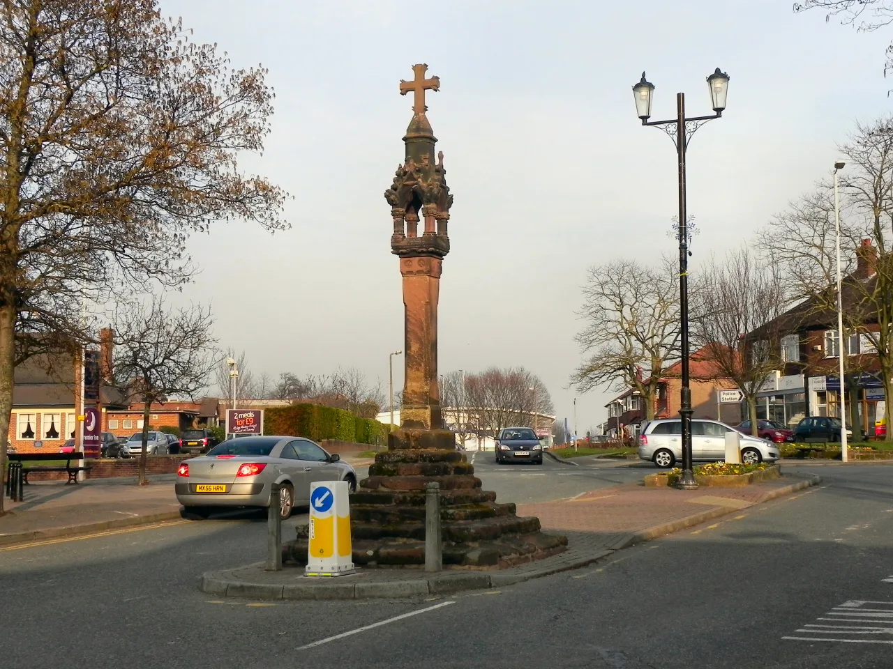 Bromborough Cross in the village centre. The Youth Market takes place on nearby Allport Lane.